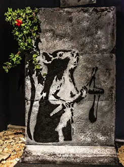 Banksy - Rat with slingshot, exhibition The World of Banksy