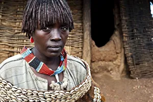 Banna tribe woman, hut, Omo valley