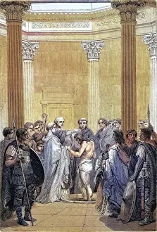 Baptism of Clovis I 466-511, a Frankish king of the Merovingian dynasty