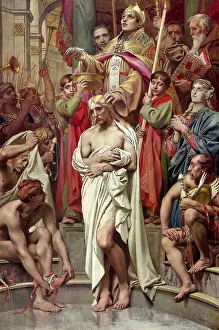 Baptism of Clovis by Saint Remigius, cathedral of Reims, 496, Clovis, Chlodovechus, Chlodwig I. Chlodowech, 466-511, King of the Franks of the Merovingian dynasty