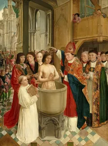 Baptism of Clovis by Saint Remigius, cathedral of Reims, 496, Clovis, Chlodovechus, Chlodwig I. Chlodowech, 466-511, King of the Franks of the Merovingian dynasty
