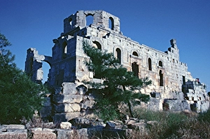 Baptistery, baptistery, monastery of St Simeon Stylites, Qalʿat Simʿan, near Aleppo, Syria, May 1987, vintage, retro, old, historical, Asia