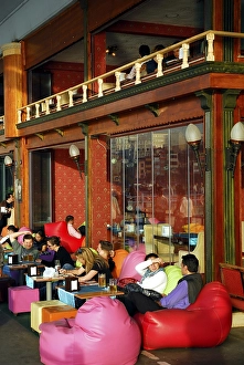 Bar cafe terrace on the Galata bridge