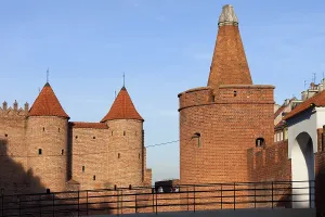 Barbican and tower of the Old Town fortifications in Warsaw