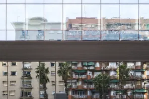 Barcelona, Catalonia, Spain: Abstract detail of contemporary building in a financial area