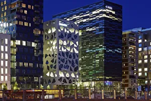 Barcode Project buildings at night