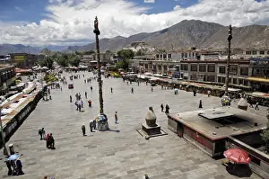 Barkhor square with Potala palace, Lhasa, Tibet