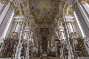 Baroque interior with high altar of the former monastery church of St