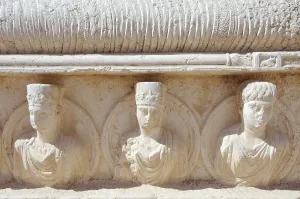 Bas-relief on a sarcophagus, ancient city of Palmyra