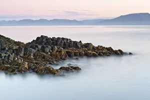 Basalt rock formations on the coast near Hofsos