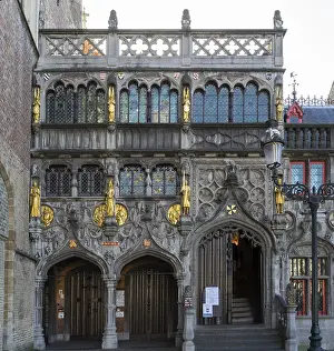 The Basilica of the Holy Blood in Market Square Bruges West Flanders Belgium