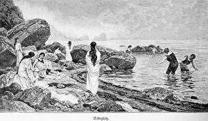 Bathing in the Atlantic Ocean, woman