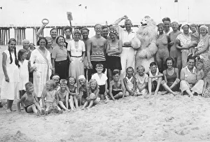 Bathing group on the beach, funny