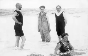 Bathing group on the beach, funny