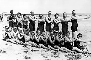 Bathing group on the beach, funny