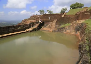 Bathing pool in rock palace fortress on rock summit