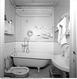 Bathroom in the 1950s. An interior of a bathroom as it looked in that decade