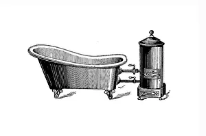Bathtub with stove, c. 1890, Germany