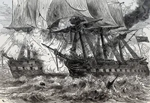 Battle of Boston Harbor on 1 June 1813 between HMS Shannon and of USS Chesapeake