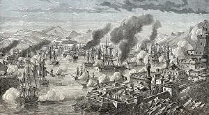 The Battle of Navarino on 20 October 1827