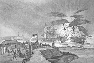 The battle near Eckernfoerde on 5 April 1849
