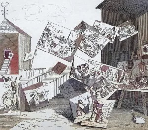 The Battle of the Pictures From The Works of Hogarth published London 1833