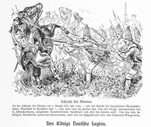 Battle scene with many soldiers on foot and on horseback