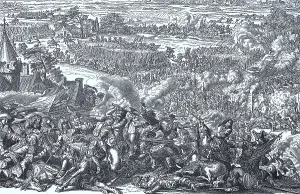 Battle of Seneffe 1674 between French troops on one side and imperial units