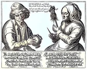 Bauern in der Spinnstube, Satirischer Kupferstich