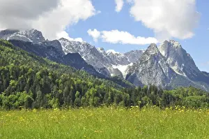 Bavaria, spring, meadow, Wetterstein range