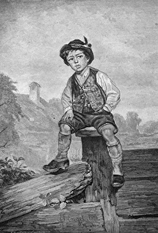 Bavarian boy, Germany, historic illustration