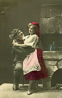 Bavarian flirt, historic photgraph, around 1910