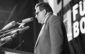 Bavarian State Premier Franz-Josef Strauss at a CDU election rally in Bochum