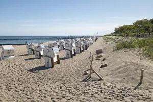 Beach chairs, beach, Baltic Sea