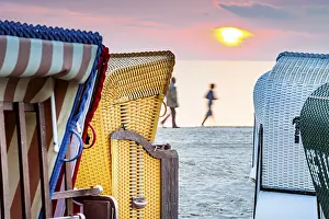 July 2020 Prints: Beach chairs, walking people, Baltic Sea