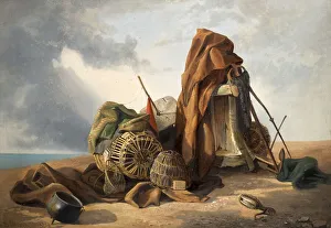 Beach, flotsam and jetsam, baskets and other everyday objects