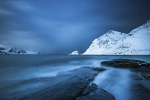 Category Scandinavia Prints: Beach of Haukland, blue hour, Vestvagoy