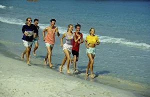 Beach running, jogging Young people