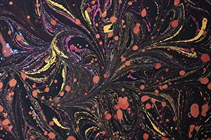 Category Historic EN Prints: Beautiful abstract art of Ebru marbling painting techniques on water with paints