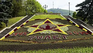 Beautiful flowerbed calendar - 70 Years of Victory in Pyatigorsk