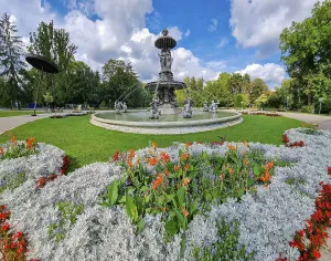 Beautiful fountain in the city park Stadtpark