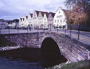 The beautiful historical market in Husum in Schleswig-Holstein