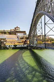 Beautiful iron Dom Luis I bridge over Douro river in Porto