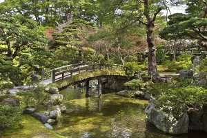 Beautiful Japanese garden in the Kyoto Imperial Palace