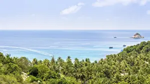 Category Wildlife DE Prints: Beautiful nature landscape blue sea at Aow leuk bay under the summer sky from high scenic view point on Koh Tao island