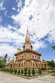 Beautiful pagoda at Wat Chalong or Wat Chaitararam Temple famous attractions and place of worship in Phuket Province