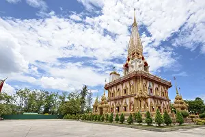 Beautiful pagoda at Wat Chalong or Wat Chaitararam Temple famous attractions and place of worship in Phuket Province