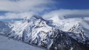 Beautiful Pirin mountains peaks covered with snow
