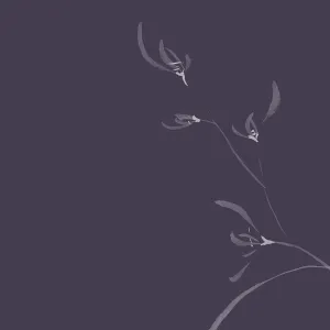 Beautiful simple floral Japanese Zen ink painting artwork design of Flowers of wild orchids on purple background