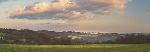 Beautiful sunset landscape with meadows